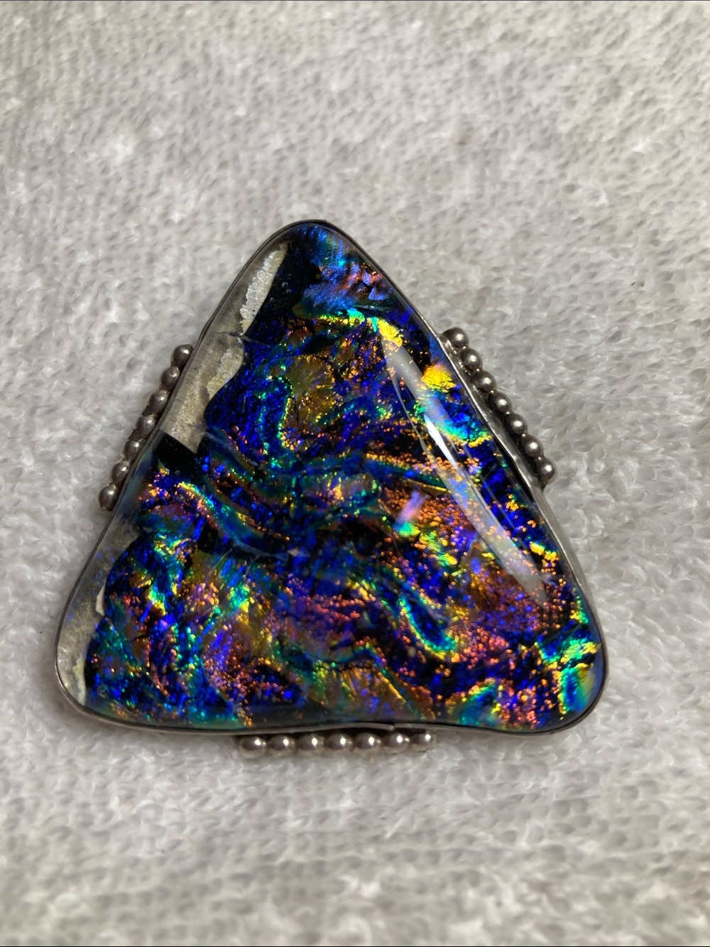 Iridescent Blue Multi-Color Triangle Pendant Necklace